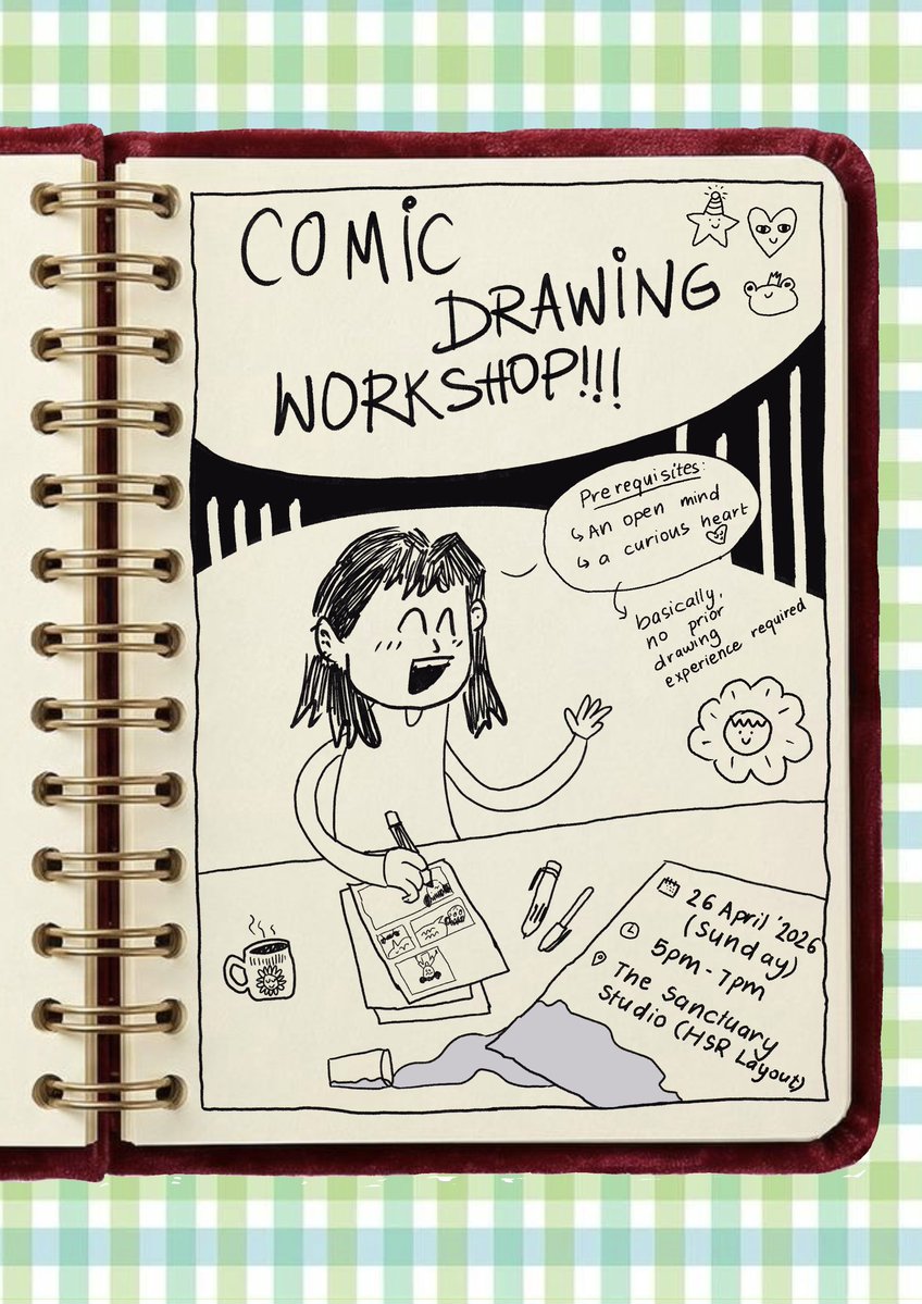 i am finally hosting my first 'Comic Drawing Workshop' on 26 April(Sunday) at Sanctuary Creative Studio(HSR Layout).
it will be a v fun and learning experience to whoever who joins. you don't need any drawing experience to join us🐘⭐
Register at -> offlyn.life/e/Za2RRLK