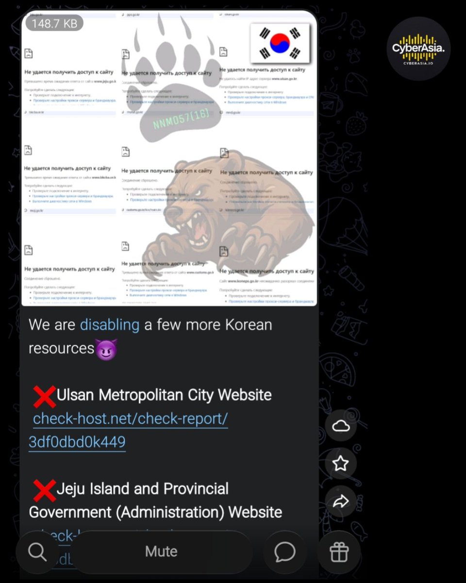 cyberasia_io's tweet image. 🚨 South Korea Alert 🇰🇷

The hacktivist group NoName057(16) has expanded its cyber operations against South Korea by successfully disabling several key regional government resources.

#CyberSecurity #DDoS #NoName05716 #SouthKorea #CyberAttack