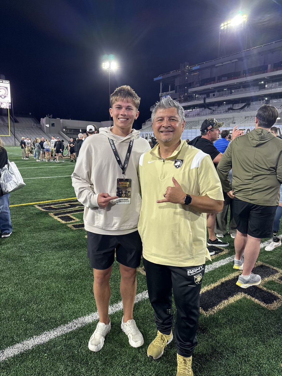 LandonB173's tweet photo. Thank you @Coach_romero18 &amp; @CoachSaturnio for having me out for the spring game!!! @ArmyWP_Football 
#GoArmy 
@Coach_LeDonne @HKA_Tanalski @PR_RamsFootball @wpialsportsnews https://t.co/cDUMSHx1Ag