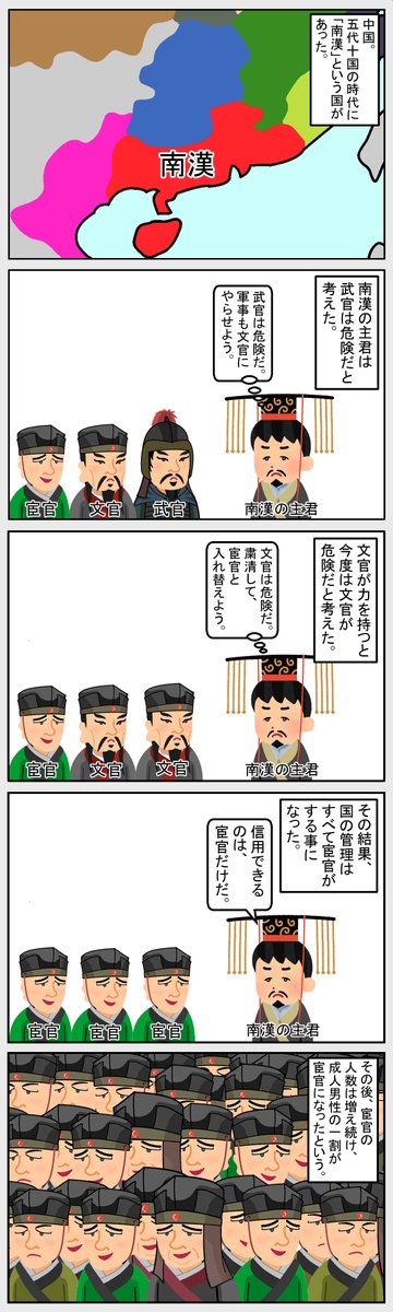 #いらすとや #世界史 #歴史   
【宦官だらけの国(南漢)】 