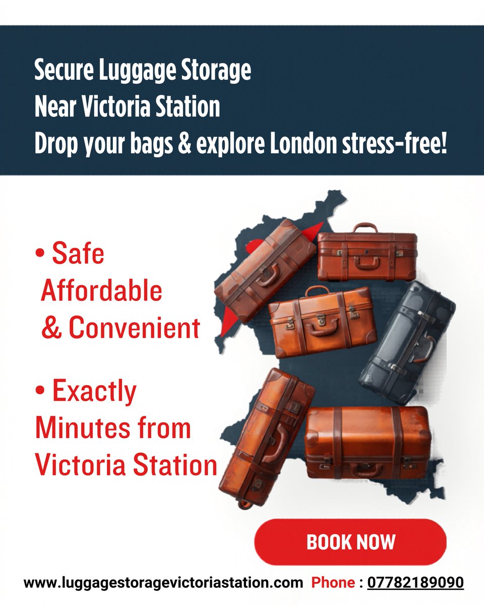 CrossoverA27665's tweet photo. Tired of carrying your luggage around London? 🧳
Drop your bags &amp; explore stress-free near Victoria Station!
✅ Safe &amp; Secure
✅ Affordable Prices
✅ Quick Drop-Off

📍 1 Bridge Place, Victoria, London SW1V 1QA
📞 07782189090
🌐 https://t.co/hFLd2m8FmW
👉 Book now https://t.co/rkGNypgvPw