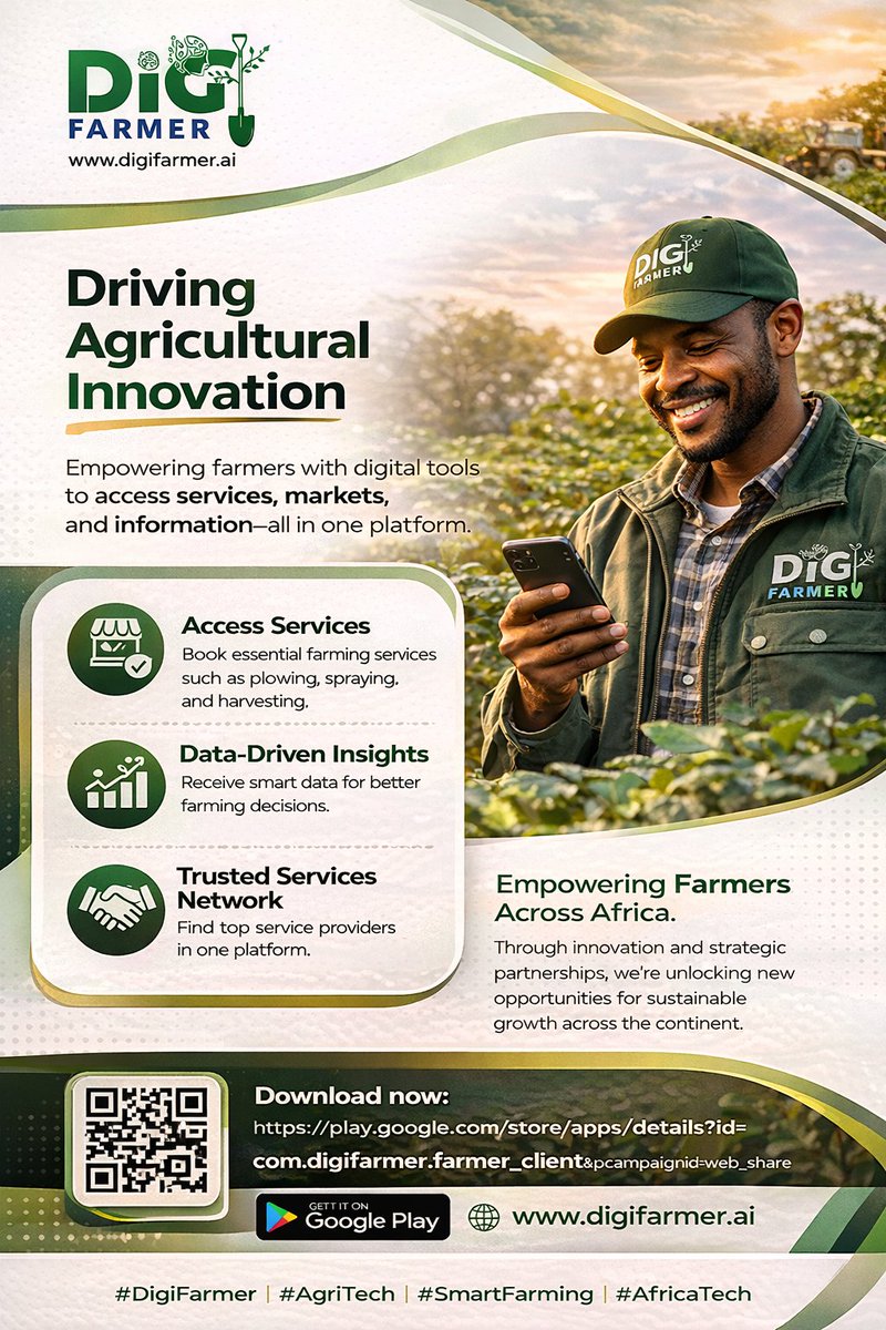 Digifarmer_ai's tweet photo. Agriculture is evolving, and DigiFarmer is at the forefront of this transformation.

📲 Download now:
 https://t.co/EBHdi9wYj8 https://t.co/A5WEqsGMNI