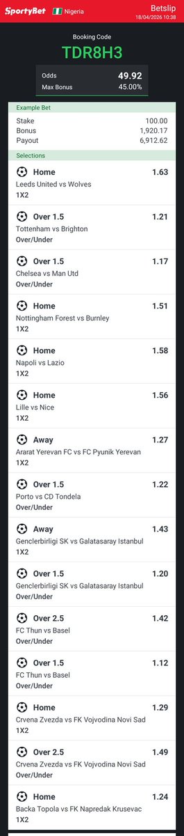 DanielPhilip15's tweet photo. Hey check out the bet I just placed on Sportybet! https://t.co/BZDx8Lyc8w https://t.co/gvahfiuuyV