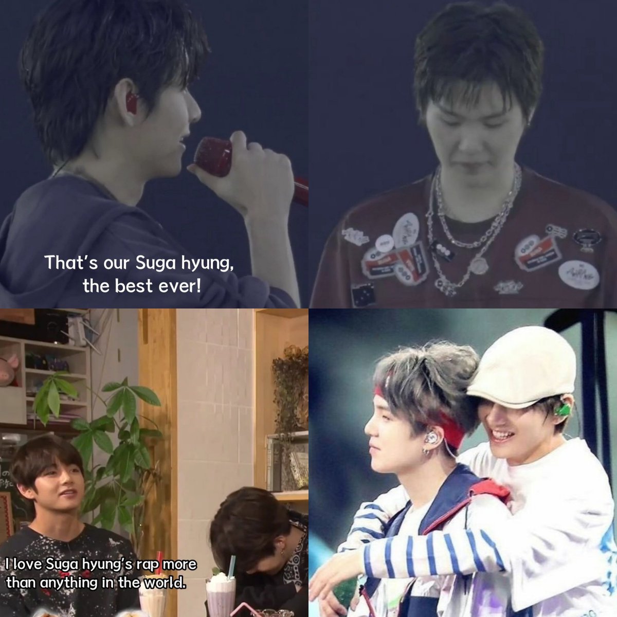 taeyunkimin's tweet photo. yoongi always trying to hide his smile when taehyung showers him with affection https://t.co/ufqoxgpUN2