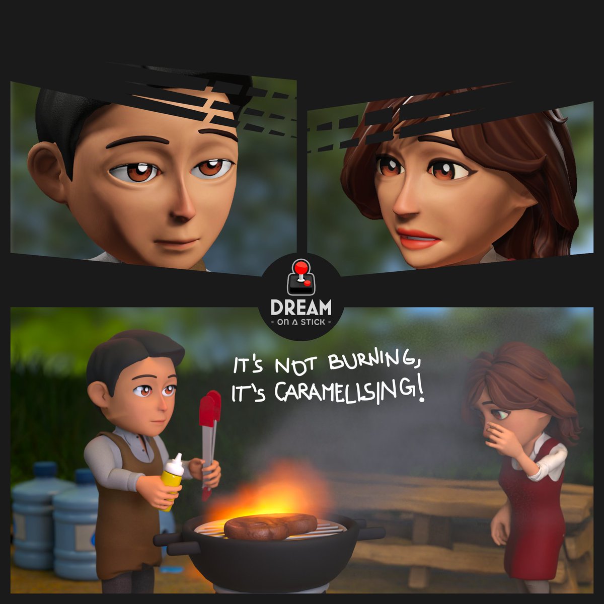 dreamonastick's tweet image. Spring is here, the sun is shining... time for a barbecue. And our barista is definitely an world-class barbecue operator!

#bbq #spring #indiegame #gamedev #kopigame #dreamonastick #coop