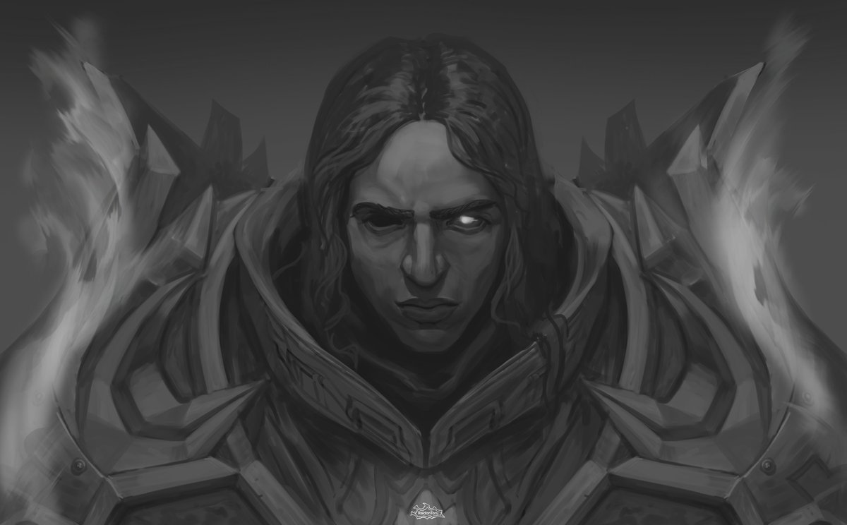 RaidonToru's tweet photo. WIP portrait for Sir Alraeus

The idea is to present his path in retrospect from the priest of light to the shadow ☀️🌑

It looks like the cover of Warcraft 3 with Arthas (✧ω✧) https://t.co/hCQEHmKTdw