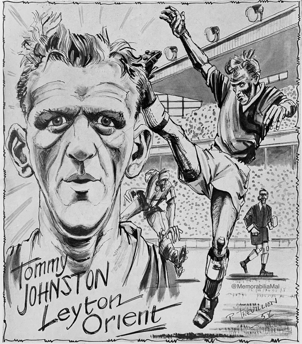 MemorabiliaMal's tweet photo. Tommy Johnston #LOFC 
Artwork by @PaulTrevillion 
Sport Express magazine OTD 18/4/57 https://t.co/YlM1AhRBk7