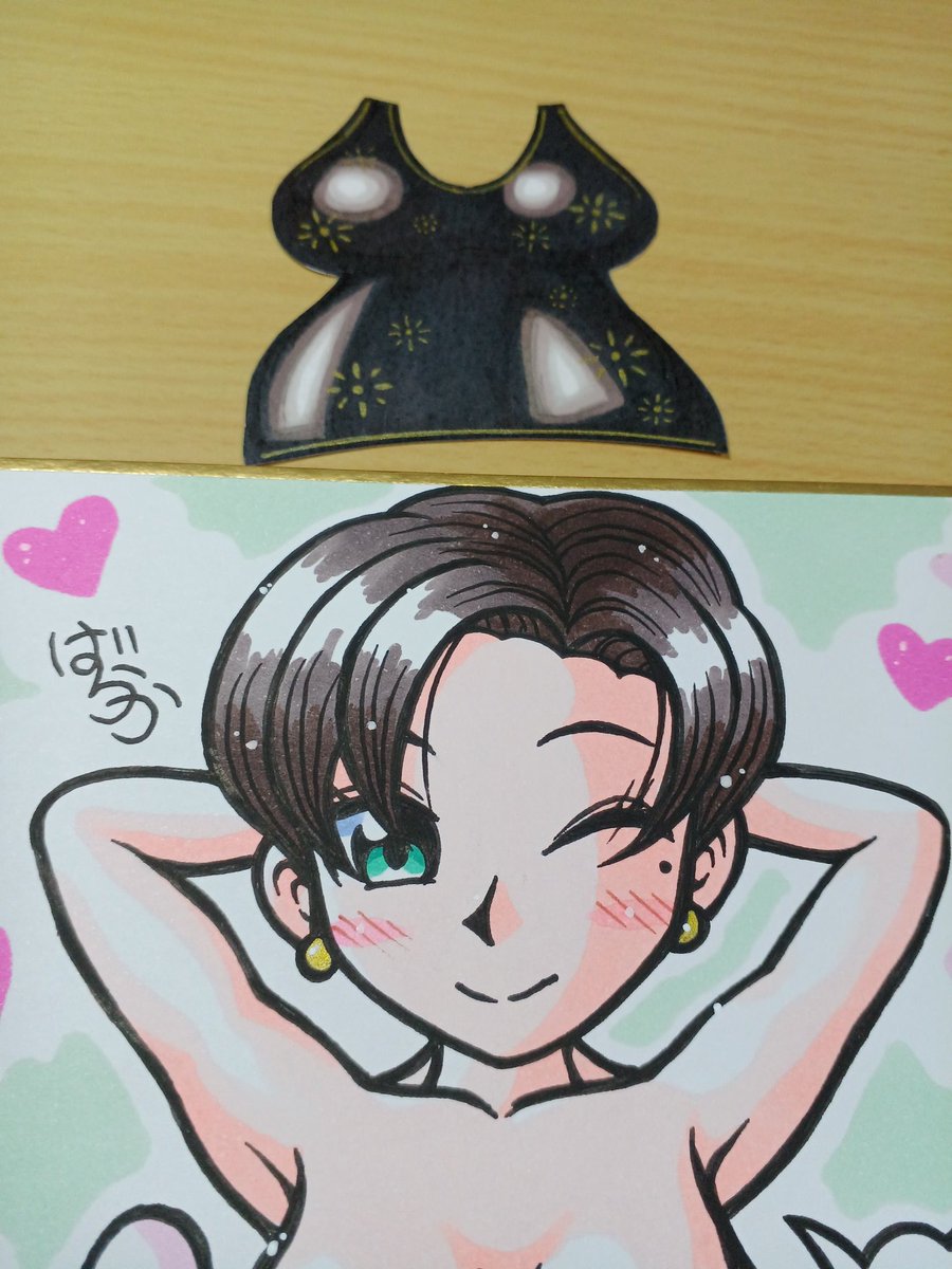 oekaki55baraka's tweet image. ミニ色紙に黒いドレスのお姉さんを描きました(^o^)

キャストオフ！

#イラスト
#Illustrator