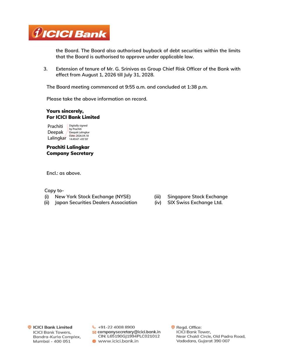 BusinessNewsPo1's tweet image. #ICICIBank Ltd Declared Dividend of Rs 12 (600%) per share of FV Rs 2 with Q4 &amp;amp; Annual Audited Financial Results 
#StockToWatch
#StockInNews 
#StockInFocus 
#StockMarket
#Nifty #NSE #BSE #Nifty50 #Sensex