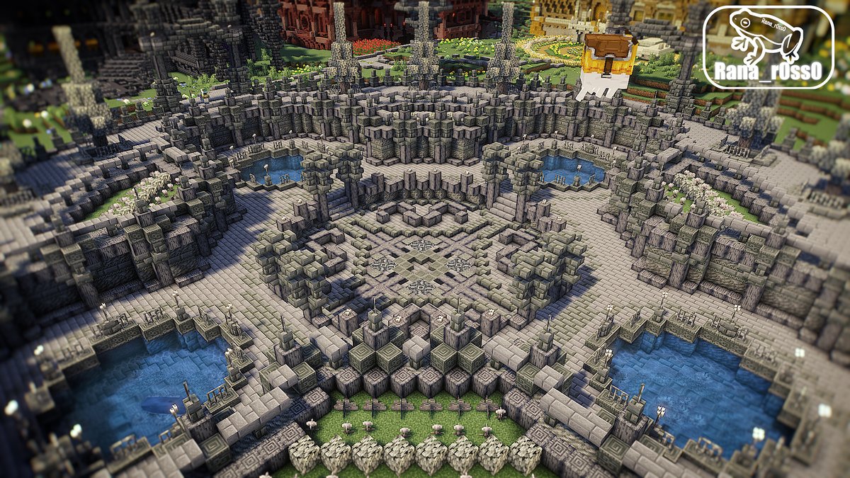 Rana_r0ss0's tweet image. 遺跡感のある広場
#Minecraft #Minecraftbuilds