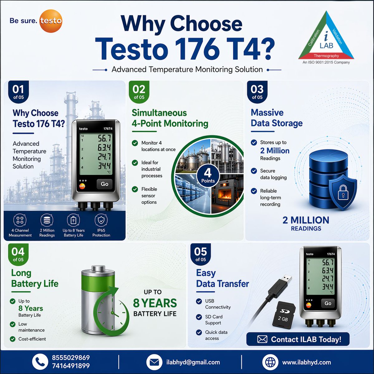 Ilab_hyd's tweet image. Upgrade to Testo 176 T4 🌡️
✔️ 4-point monitoring
✔️ 2M readings storage
✔️ 8-year battery
✔️ USB &amp;amp; SD data transfer

📞 8555029869 | 7416491899
📧 ilabhyd@gmail.com
🌐 ilabhyd.com

#Testo #DataLogger #TemperatureMonitoring #Industrial #Automation #ILab