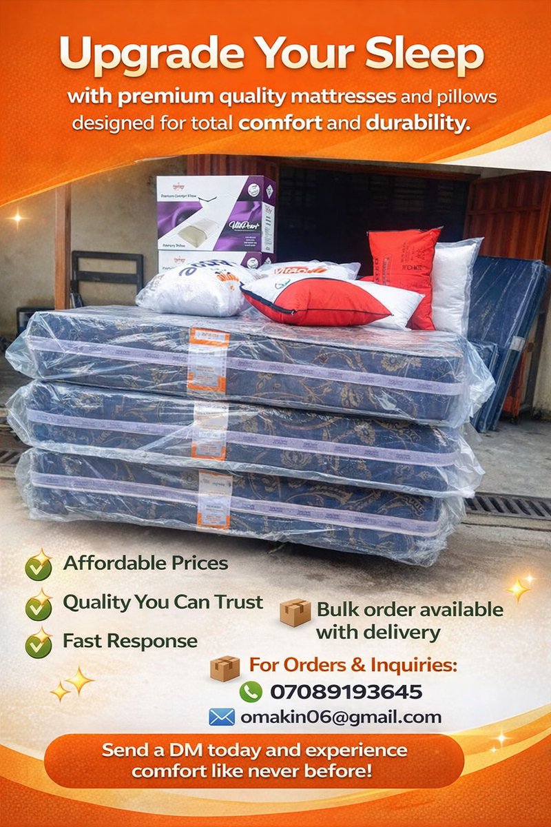 idnobleintl's tweet image. Change that your old  Mattress and experience better sleep. 

DM for your suitable mattress on 07089193645

#sleep 
#rest
#lagoslife