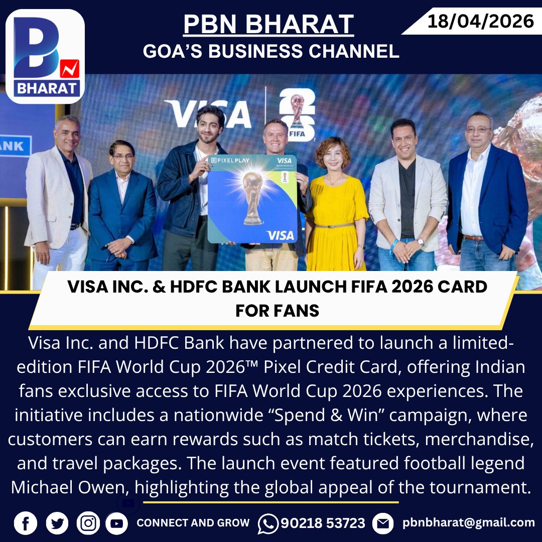 PBNBHARAT's tweet image. Visa Inc. &amp;amp; HDFC Bank Launch FIFA 2026 Card for Fans

#FIFAWorldCup2026 #Visa #HDFCBank #FootballFans #DigitalPayments #SpendAndWin #IndiaNews #SportsMarketing
