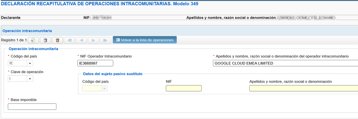 egomezpe's tweet photo. No había hecho antes el 349 de hacienda (operaciones intracomunitarias), pero como uso gsuite como proveedor tengo que perder mi valioso tiempo para que cuente como gasto, a parte de los malabares del 303 (IVA) un formulario nuevo enterito para ellos (349)..no vaya a ser.. https://t.co/e5kB4kaW2W
