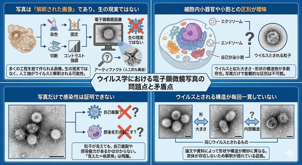 kazu_uracorona's tweet photo. 一般の人が考えるウイルスの「分離」。

「ABC」の中から、BとCを取り除いてAだけにすることを分離と言う。

ウイルス学者が考えるウイルスの「分離」。

「ABC」の中に、DとEとFとGを加えて「ABCDEFG」にして何か変化があったら「分離」と言う。

ウイルス学者たちがやってることは、一般の人たちからしてみたら混ぜてるだけで何も分離してないの。

新型コロナウイルスも、インフルエンザウイルスも、エイズウイルスも、エボラウイルスも、ヒトパピローマウイルスも、はしかウイルスも、ノロウイルスも、どのウイルスも一度も「分離」されたことがない。

この細胞培養で「分離（実際は混合）」された何だかよく分からないものを電子顕微鏡で写真を撮ったりゲノムデータの解析をしてるの。

こんなのはウイルスじゃないの。

だから、ウイルスは存在しないの。