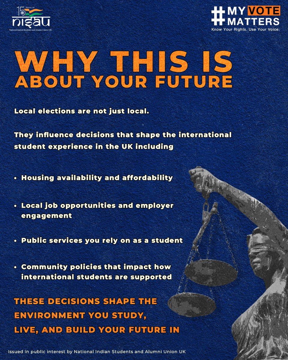 NISAU_UK's tweet image. Did you know? If you are an Indian national in the UK with valid leave to remain, you may be eligible to vote in local elections 🗳️

Your voice shapes housing, transport, jobs &amp;amp; your city.

🔗 gov.uk/register-to-vo…
Know your rights, use your voice!

20 April (11:59pm) Deadline.