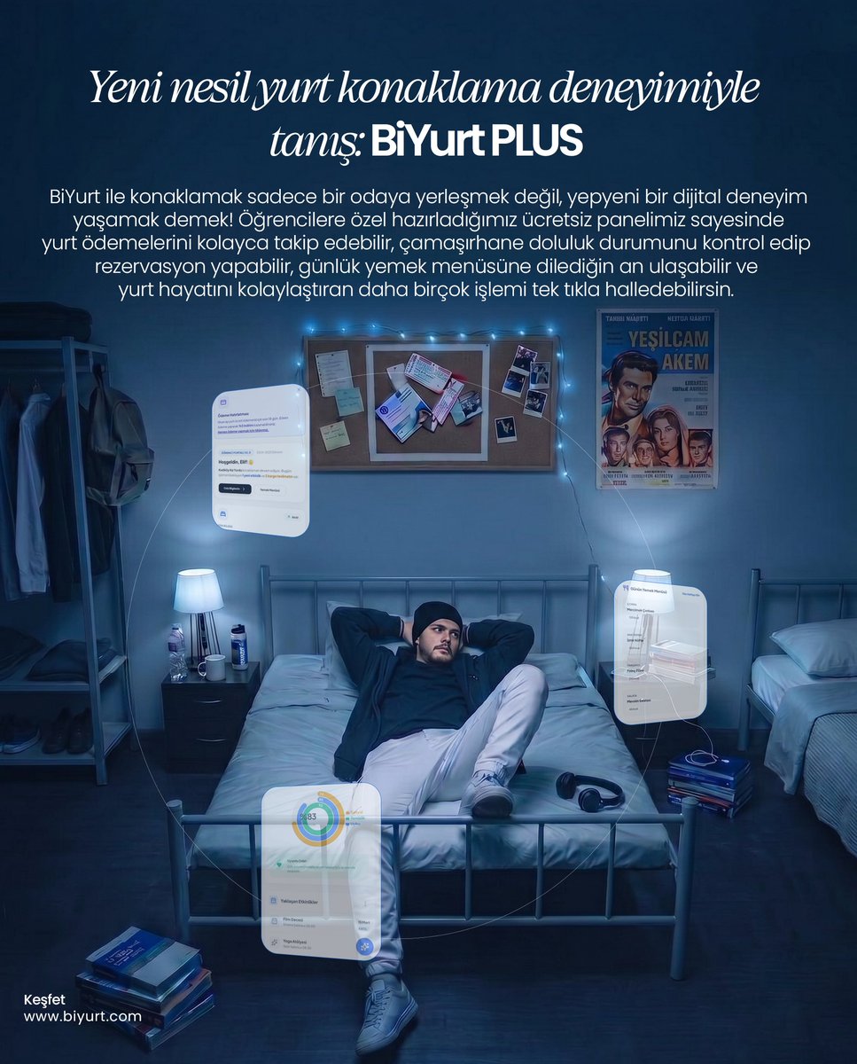BiYurt's tweet image. BiYurt ile konaklamak sadece bir odaya yerleşmek değil, yepyeni bir dijital deneyim yaşamak demek! 

#yurt #öğrenciyurdu #kızyurdu #kızyurtları #erkekyurdu #erkekyurtları #kyk #kykyurdu #kykyurtları #öğrenci #üniversite #yks