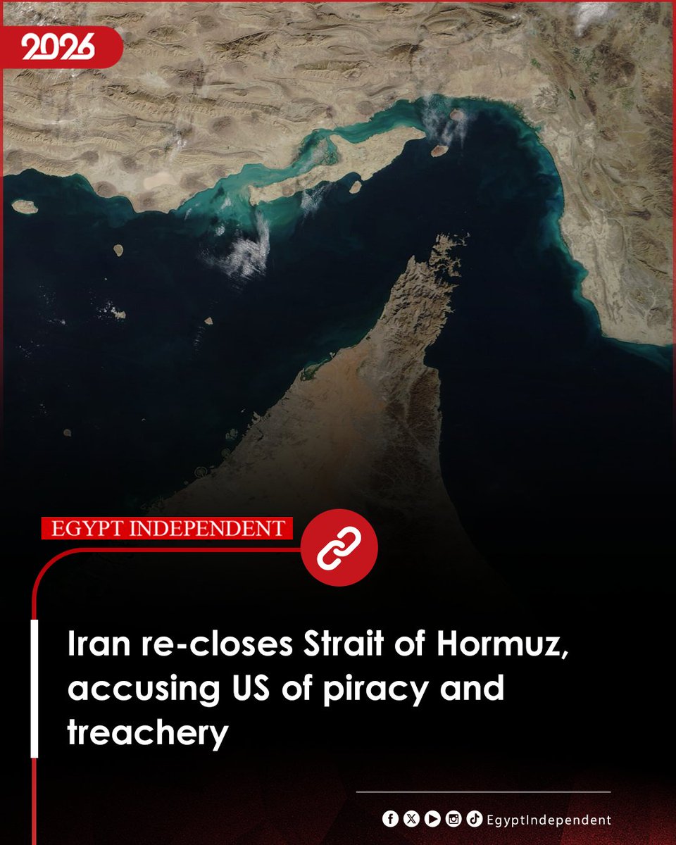 EgyIndependent's tweet image. #AMAY | Iran re-closes Strait of Hormuz, accusing US of piracy and treachery
egyptindependent.com/iran-re-closes…