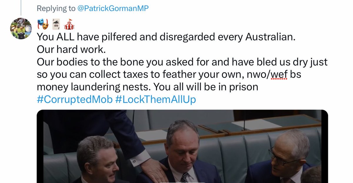 protectOZFOOD's tweet photo. @PatrickGormanMP π§πππ#CorruptedMob https://t.co/fIQHjZ1UXi https://t.co/0IqbrXn8an