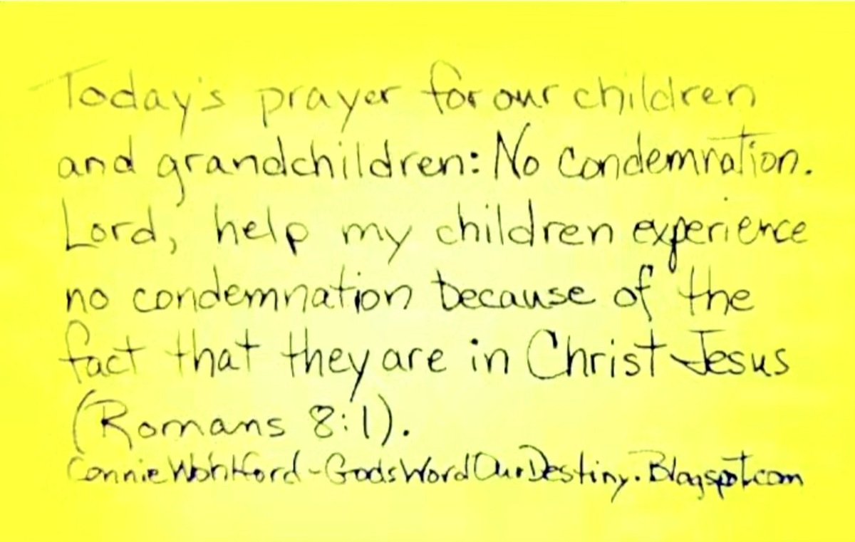 wohlford_connie's tweet image. Today for our #children and #grandchildren: no condemnation. 

#LovingChildrenPrayingGodsWordOverThem #experience #Romans  #nocondemnation #praytheWord #GodsWordOurDestiny