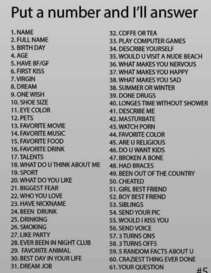 Ask any 2 numbers I will give honest answers.