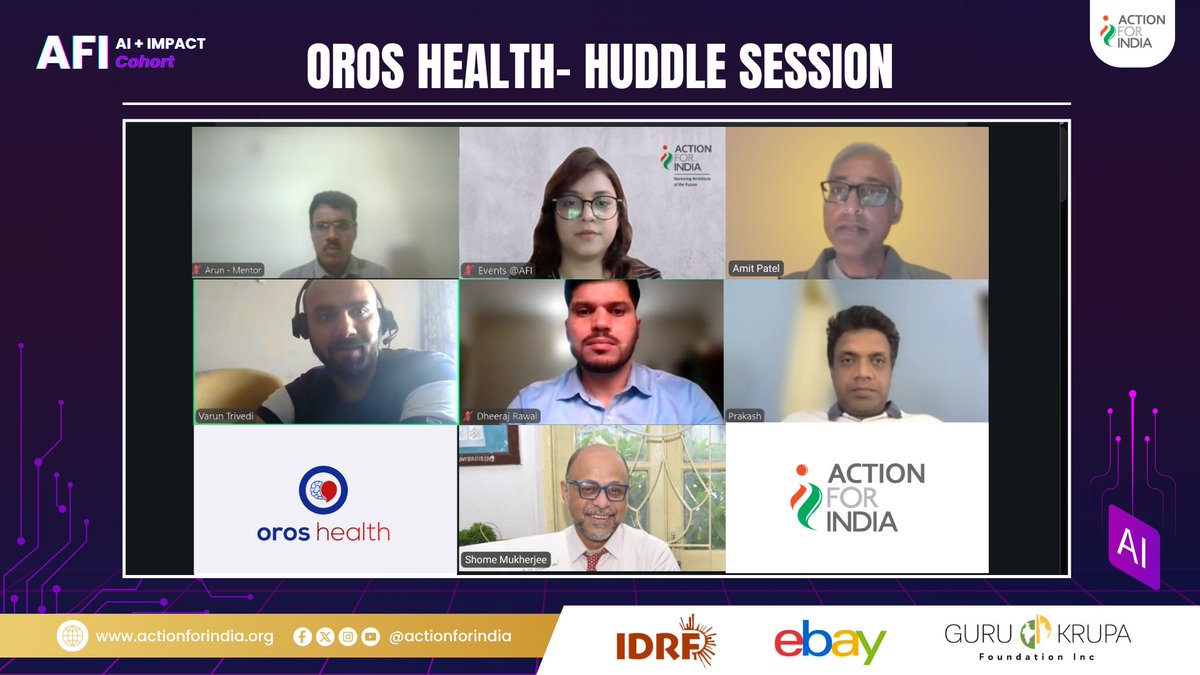 ActionForIndia's tweet image. AFI Huddle Session of Oros Health, Stronger ideas. Sharper direction. Greater impact.

#AFI #AIImpact #HealthTech #MentalHealth #Startups #FoundersJourney #Innovation #ActionForIndia #AFI #AICohort #AIforsocialgood #AIForImpact #oroshealth