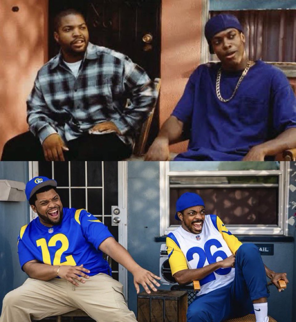 O’Shea Jackson Jr. and Destin Tucker, sons of Ice Cube and Chris Tucker, recreate this classic moment from Friday (1995).