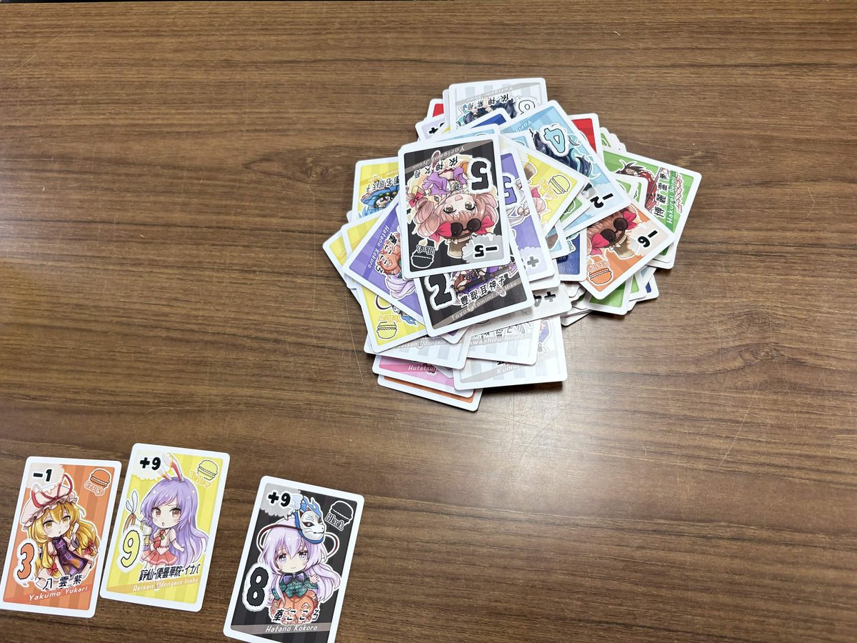 N_TH_Genryuto's tweet photo. 【今回の活動報告】
本日対面部会を行いました！
今回は予告しておりましたサークル説明を兼ねた対面部会でした。

サークルの説明の後は原作やカードゲームをして楽しみました〜
画像は本日プレイしましたきたこし様制作の東方魔華崙です！ https://t.co/7oMw1ZfcVK