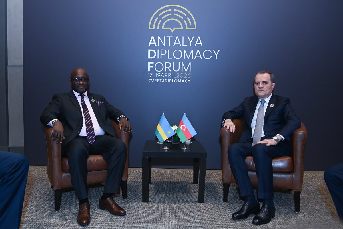 Had a pleasure to meet with Olivier Jean Patrick Nduhungirehe, Minister of Foreign Affairs and International Cooperation of the Republic of Rwanda on the sidelines of <a href="/AntalyaDF/">Antalya Diplomacy Forum</a>. 

Discussions focused on strengthening bilateral ties, expanding cooperation across key sectors, and