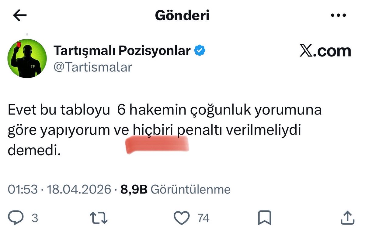 kubynl's tweet photo. @Tartismalar Maç raporundan hiç bahsetmedim ben yorumlarda hiçbir hakem penaltı demedi deyişinize takıldım https://t.co/ZyIFBT19Or