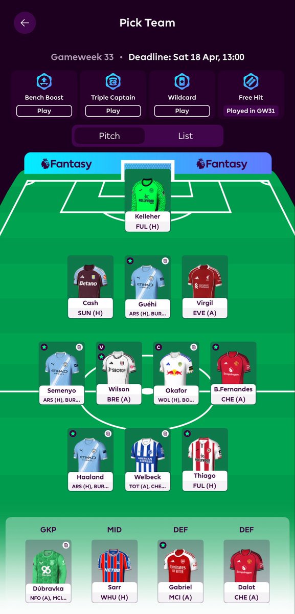 GW33🔒 #FPL 

©️ Noah Okafor

🌎 967k 😓 

🏦 1m 

🔄 —  Adli<Okafor ☝🏻☝🏻 

I’m ready 👌🏻