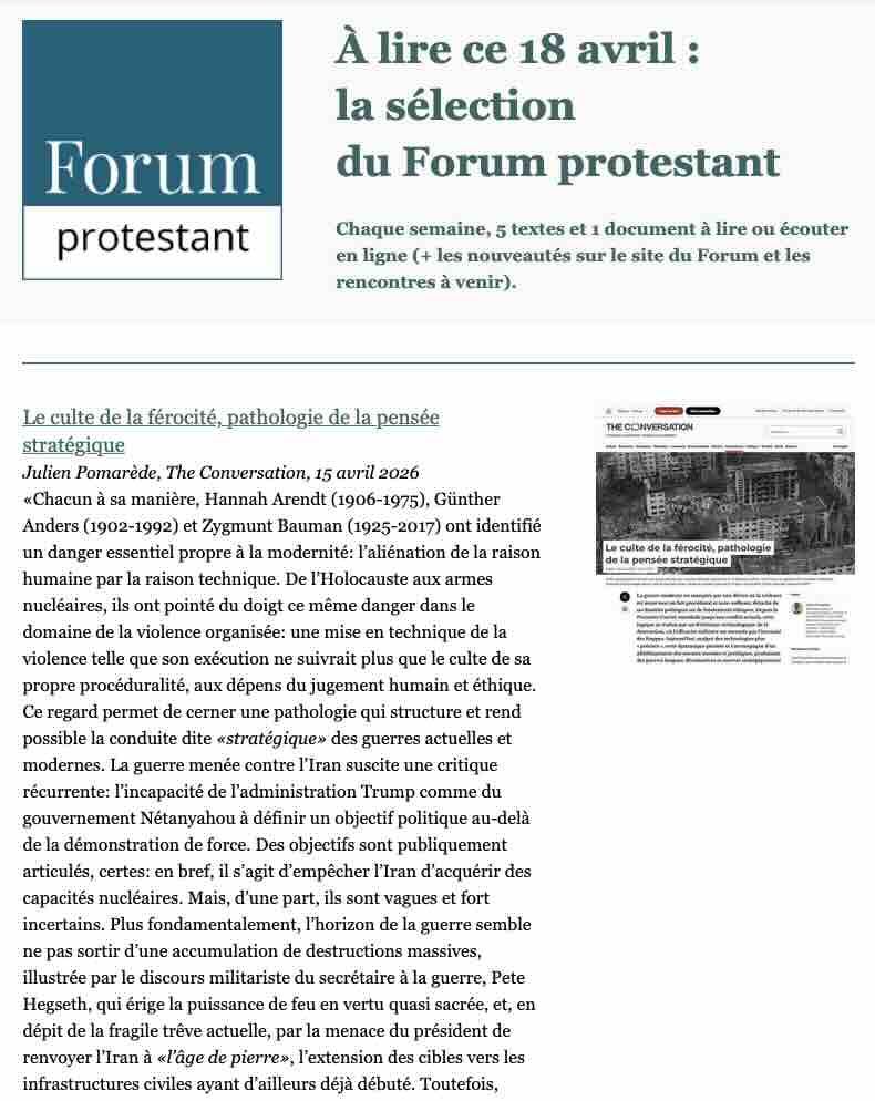 ForProtestant's tweet photo. Férocité, Hongrie, IA, réseaux asociaux, TF1/YouTube, lecture, salut, interactions, 1er Mai, honte... : la sélection du Forum est en ligne. https://t.co/ibQOASSgWM https://t.co/qv3imMtZUB