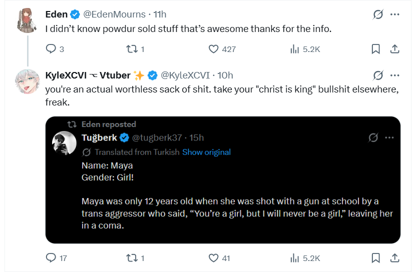 The_Snackrifice's tweet photo. @YourPalAnus Good thing these types of vtubers quickly make it known how insufferable they actually are. https://t.co/a41EM0JY2e
