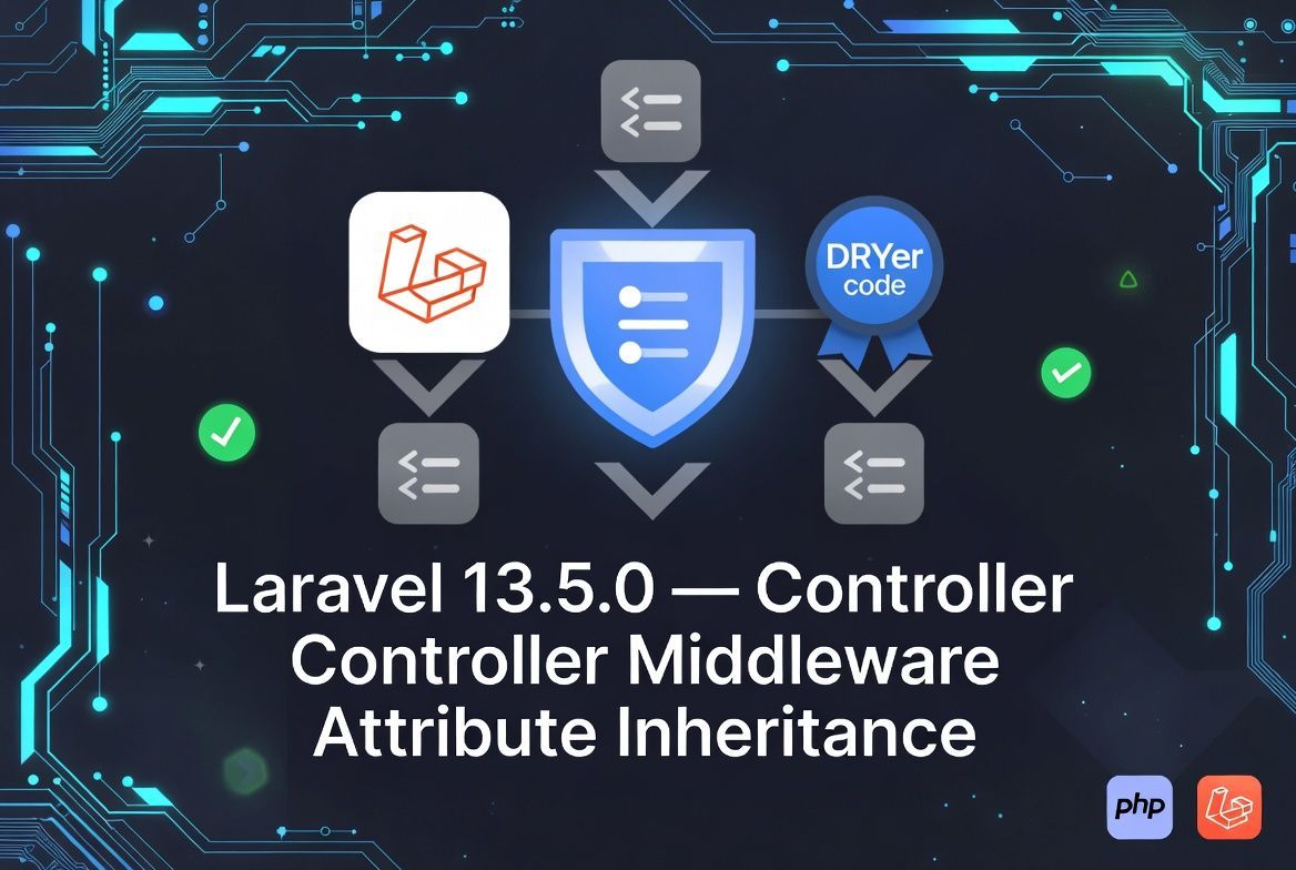 MateusGalasso's tweet image. 🚀 Laravel 13.5.0: Controller Middleware Attribute Inheritance!
Middleware attributes placed on your controller class are now automatically inherited by every action method. Cleaner code, less repetition!
Full details: laravel-news.com/laravel-13-5-0…
#Laravel #Laravel13 #Middleware