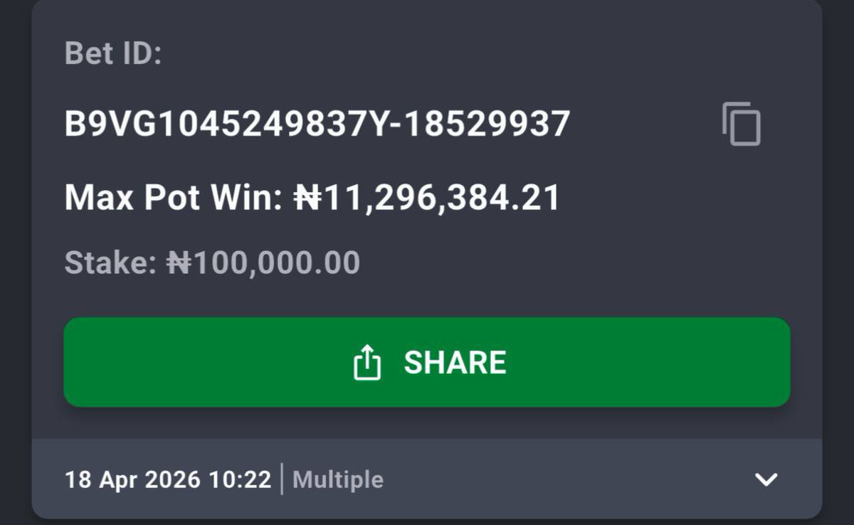 Emmanuel_Tips's tweet photo. 5BJJ98W
5BJJYNQ
5BJK7WK
5BJKPNN

#Bet9jaCode

Register and Play with the link: https://t.co/bFFIaKM3Z1

BET RESPONSIBLY 🔞 https://t.co/QmGirPOkFZ