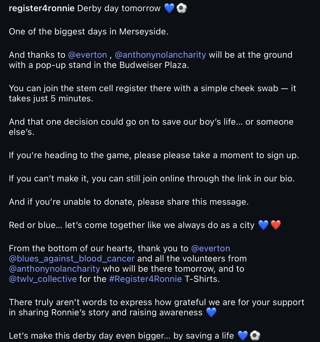 Register4Ronnie's tweet image. @Everton @efc_fanservices @BluesVCancer @AnthonyNolan  💙💙