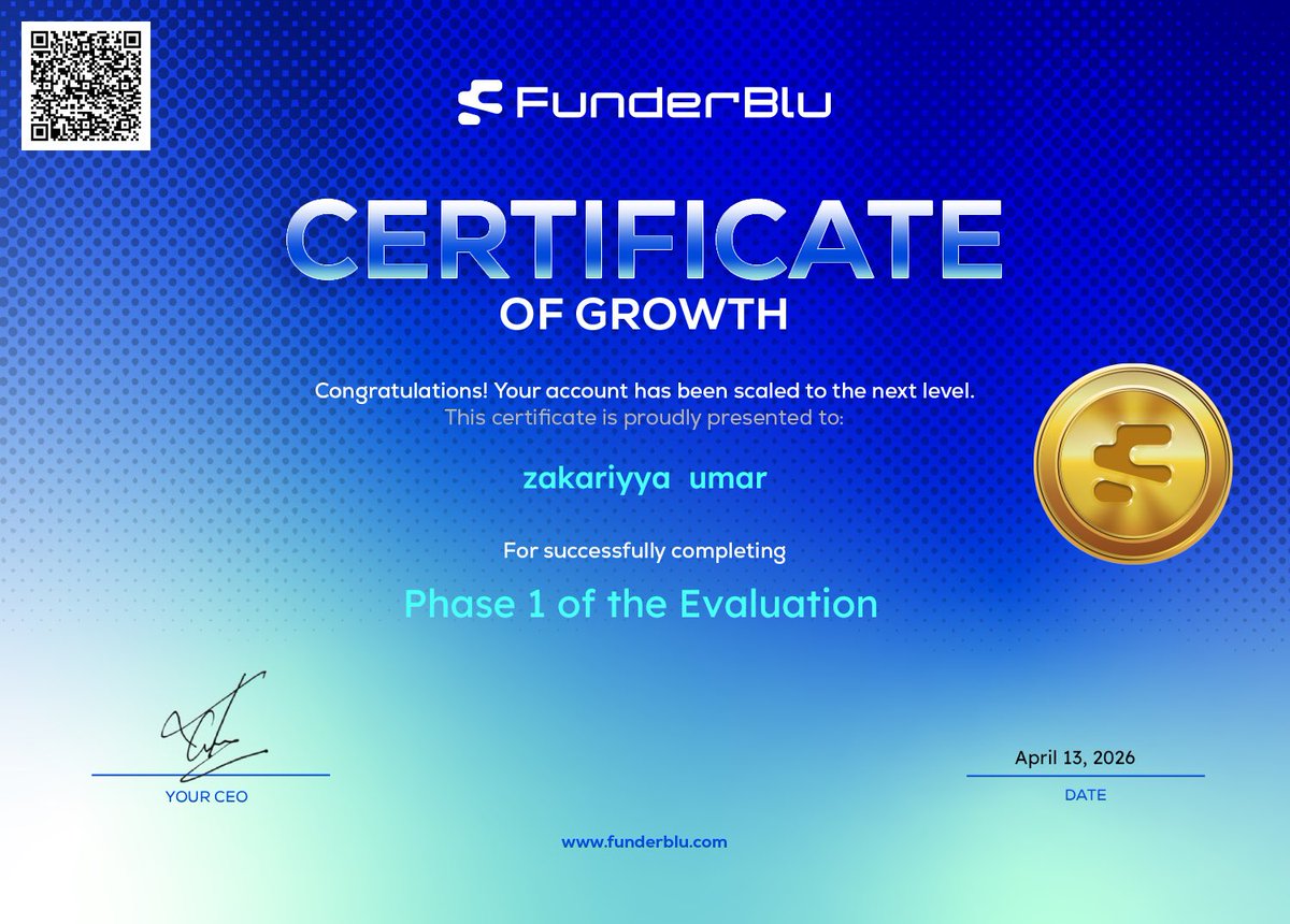 Zackstech6776's tweet image. Phase 1 ✅

Steady progress, clean execution, and discipline paying off.  
On to Phase 2
i choose @funderblu what of you ?
funderblu.com/ref/zackstech/

#Trading #Forex #PropFirm #Growth