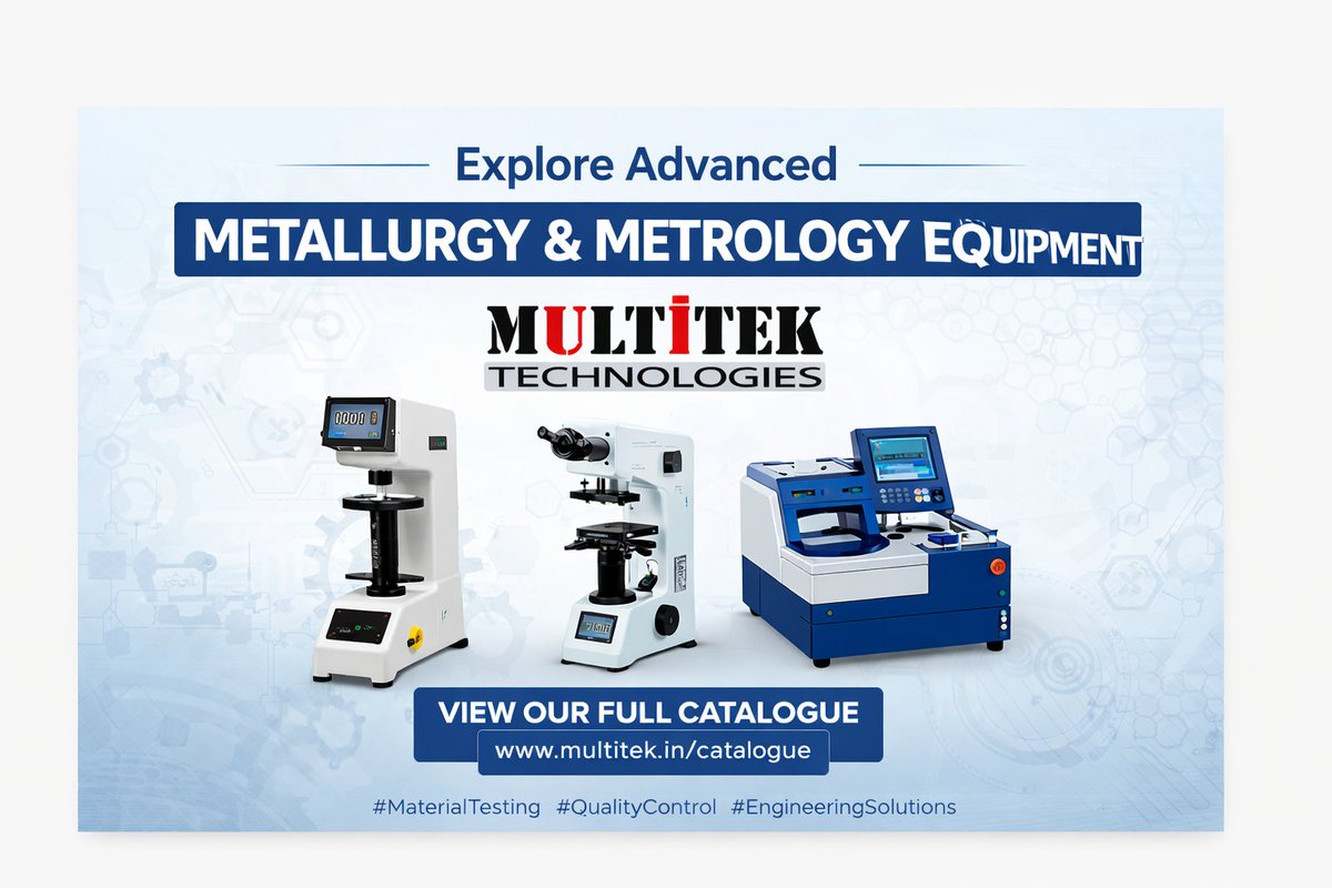 MultitekIndia's tweet image. Looking for precision, reliability, and world-class #engineeringsolutions?

Explore the complete range of advanced #Metallurgy &amp;amp; Metrology #equipment from Multitek. 

Get #catalogue: multitek.in/catalogue

#Metrology #MaterialTesting #QualityControl #IndustrialInnovation #NABL
