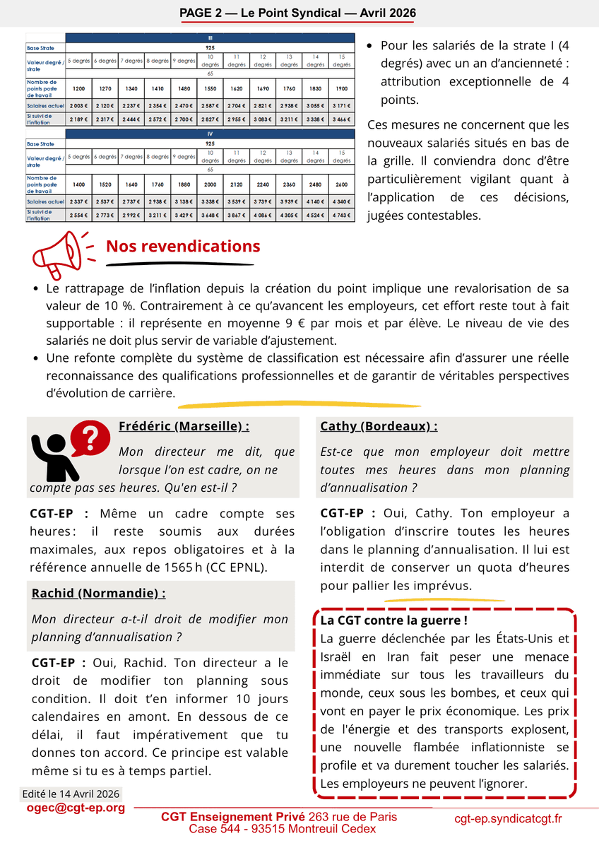 CGT_EP's tweet photo. 🔴Communiqué du groupe OGEC : +0.5% aux NAO 2026 nationales : inacceptable ! https://t.co/GmHmavRbar