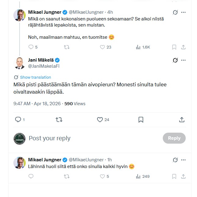 Koitan pysyä kotimaan politiikan ulkopuolella, mutta tämä on pakko jakaa😂😂😂😂😂