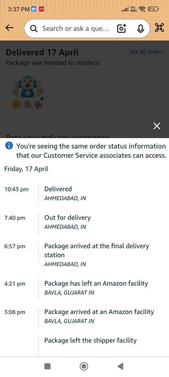 Darshan613's tweet photo. @AmazonHelp Also when does amazon start delivering products after 10pm... 🤔 https://t.co/rLWNbrpgiJ