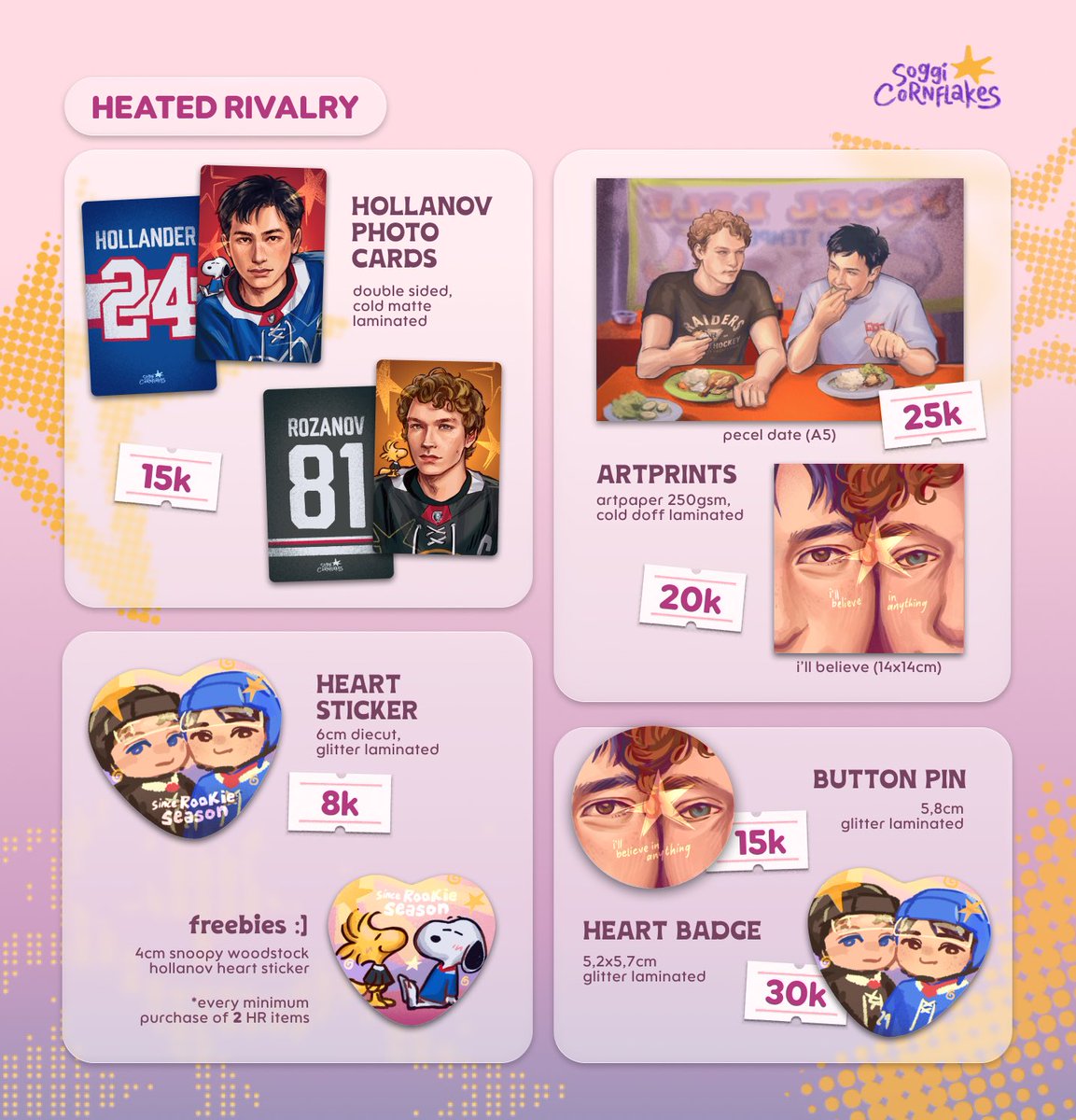 soggicornflakes's tweet image. [2/3]

📚 Heated Rivalry, DOAWK Rodrick, Project Hail Mary, Grand Budapest Hotel, Various Movies

#cf22catalogue #comifuro22