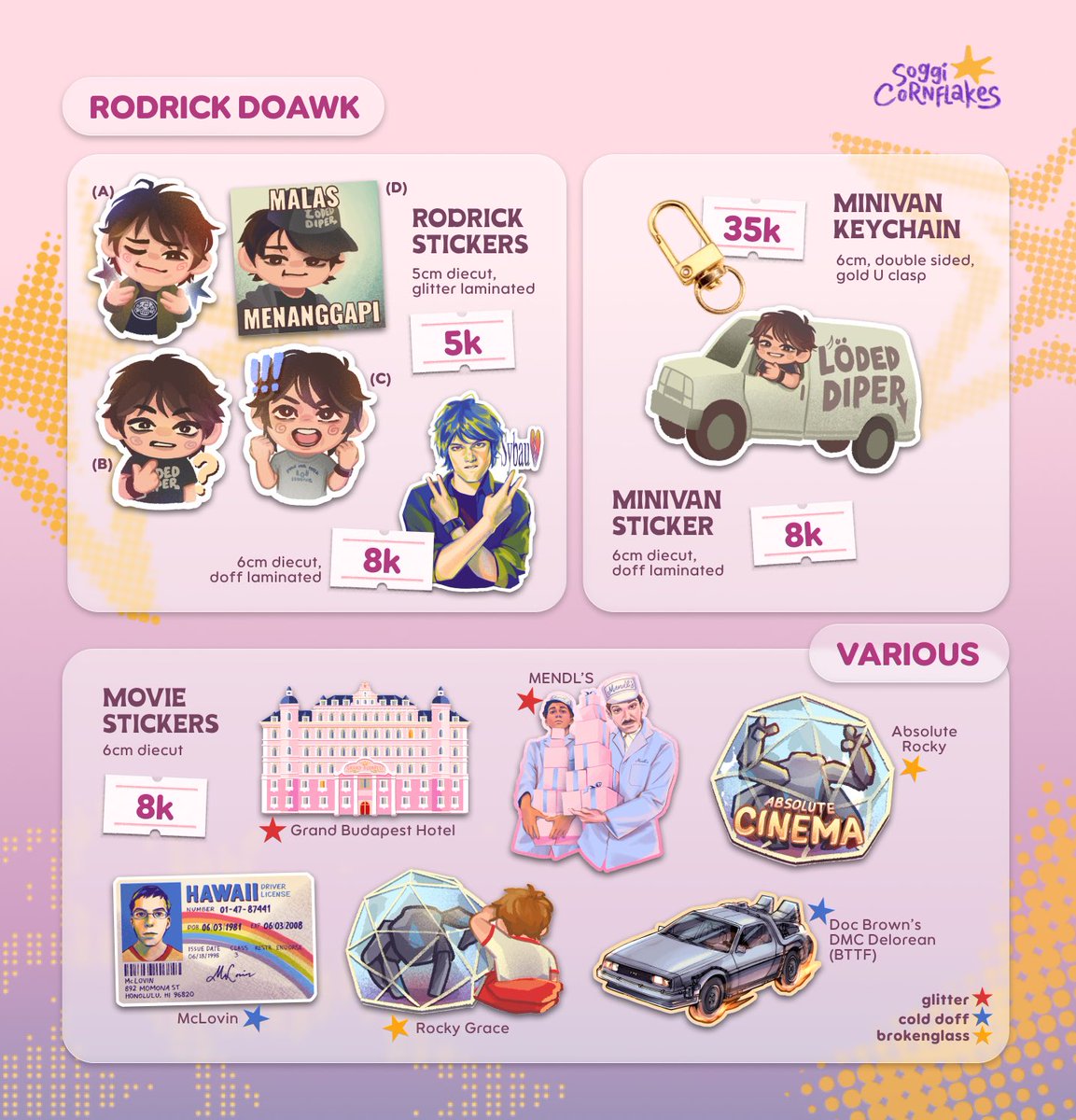 soggicornflakes's tweet image. [2/3]

📚 Heated Rivalry, DOAWK Rodrick, Project Hail Mary, Grand Budapest Hotel, Various Movies

#cf22catalogue #comifuro22