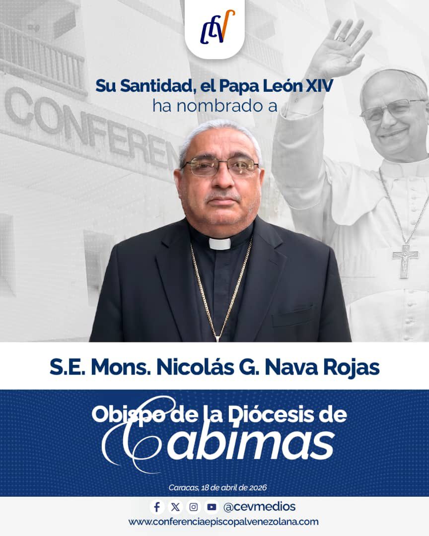 CEVmedios's tweet photo. Con alegría, informamos que el Papa León XIV ha nombrado a S.E. Mons. Nicolás Gregorio Nava Rojas como nuevo Obispo de la Diócesis de Cabimas, estado Zulia.

¡Oramos por su nueva misión pastoral! 🙏🏻🇻🇪 https://t.co/WcRDwgBHRp