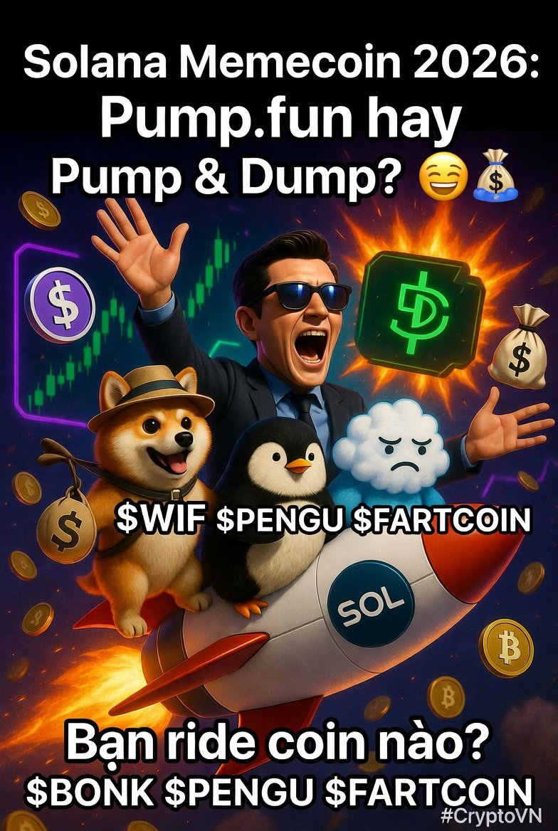 dablufee's tweet photo. Meme coin Solana 2026: Vẫn là sòng bạc ngon nhất thị trường 🎰
$BONK, $WIF, $PENGU, $FARTCOIN — mấy ông veteran vẫn đang giữ volume ổn.
Còn https://t.co/4A097zYhnV thì đang cháy liên tục — coin mới launch vài chục K MC, vài tiếng sau pump lên vài trăm K, rồi... dump thẳng đứng 😂
Sentiment thật sự của degen Solana lúc này:
"Vào sớm → take profit nhanh → không nhìn lại"
Tổng meme market cap Solana hiện ~$4B+. Tiền vẫn đang chảy vào, chỉ là chảy nhanh lắm 💨
Anh em đang hold coin nào? $PENGU hay đang degen https://t.co/4A097zYhnV? 👇
#SolanaMemecoin #Solana #CryptoVN #Pumpfun #BONK