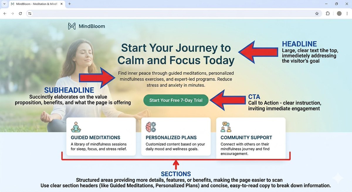 Justified20o's tweet image. If your landing page isn’t converting, it’s probably missing this structure.
Here’s a simple framework I use that works: 
#website #Development