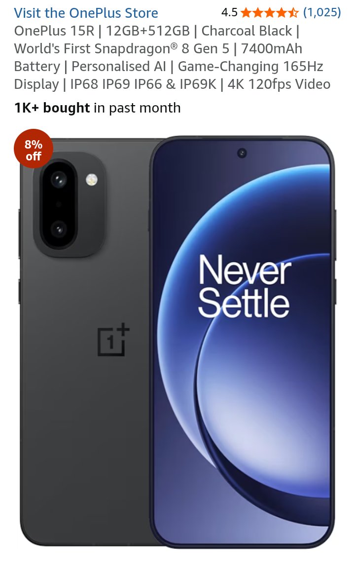 Ravindr82217909's tweet image. One plus 15R #oneplus #mobile #TrendForPor 
Buy Here : amzn.to/4tS4z0B