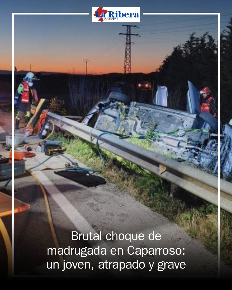 LaRiberaEdon's tweet image. 🚑 ¡Brutal accidente en Caparroso! Un joven de 24 años ha quedado atrapado tras un choque de madrugada en la NA-128. Movilizados bomberos y equipos de emergencia para su rescate. Pronóstico reservado. 🚨 #Caparroso #Accidente #Emergencias mrf.lu/HDZ6