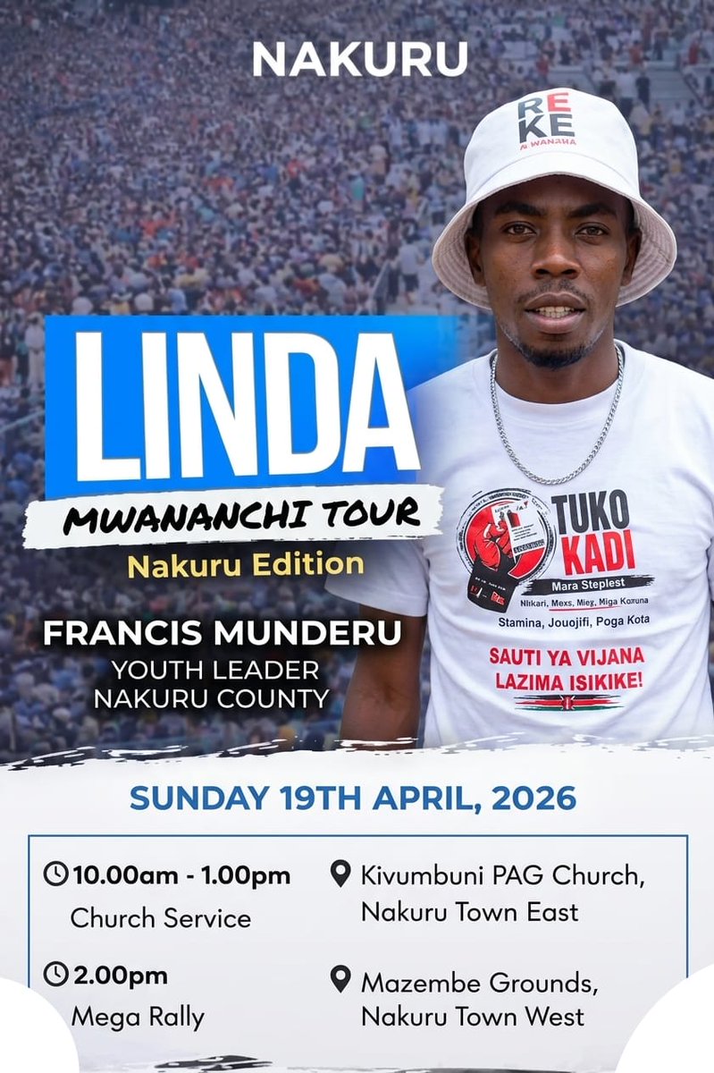 FMunderu20435's tweet photo. Lindamwananchi nakuru 
#lindamwananchinakuru 
#nakuru 
#nakuruedition https://t.co/y0RAdKnPcy