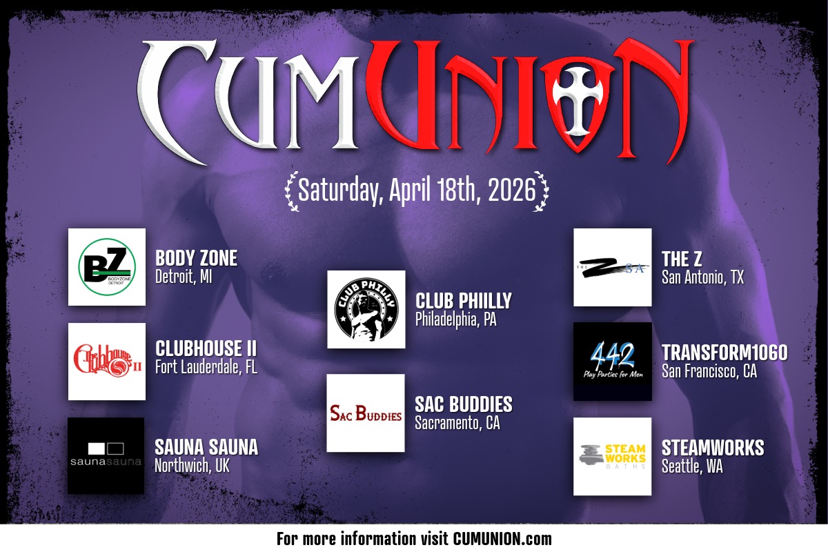 CumUnion's tweet photo. Saturday, April 18th
+++ CUMUNION +++
International Sex Party for Men

We're hosting in 8 cities:
• Detroit
• Fort Lauderdale
• Northwich
• Philadelphia
• Sacramento
• San Antonio
• San Francisco
• Seattle

For more info visit https://t.co/CTVjlGTlPQ.

#cumunion #gaysexparty #sexpositive #bodypostive #judgementfree #gaysex